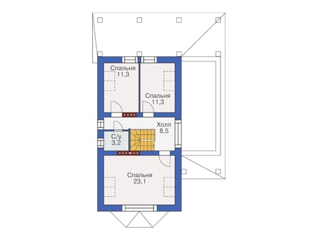 Планировка мансардного этажа :: Проект дома из кирпича 37-78