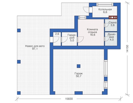 Планировка первого этажа :: Проект дома из кирпича 37-90
