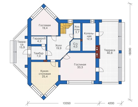 Планировка первого этажа :: Проект дома из кирпича 37-92