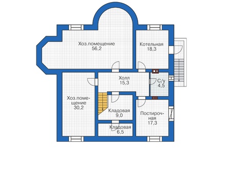 Планировка цокольного этажа :: Проект дома из кирпича 38-00