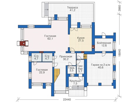Планировка первого этажа :: Проект дома из кирпича 38-10