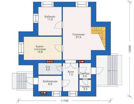 Планировка первого этажа :: Проект дома из кирпича 38-13