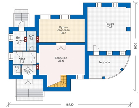 Планировка первого этажа :: Проект дома из кирпича 38-14