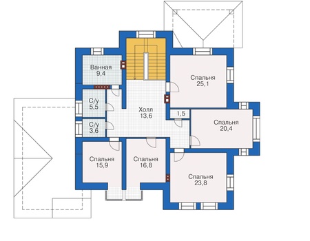 Планировка мансардного этажа :: Проект дома из кирпича 38-16