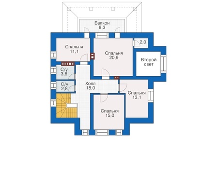 Планировка второго этажа :: Проект дома из кирпича 38-22