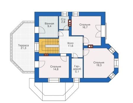 Планировка второго этажа :: Проект дома из кирпича 38-29