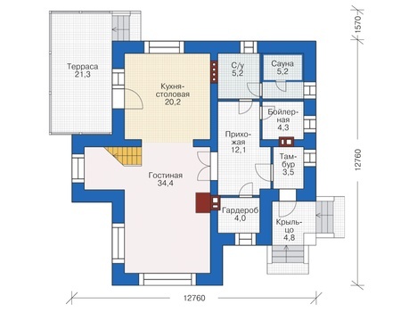 Планировка первого этажа :: Проект дома из кирпича 38-30