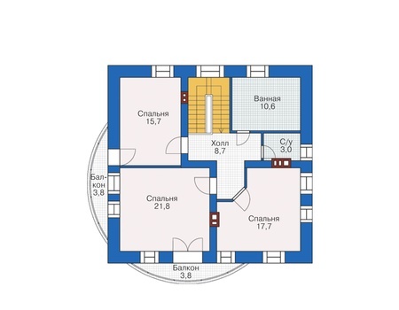 Планировка мансардного этажа :: Проект дома из кирпича 38-33