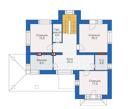 Планировка второго этажа :: Проект дома из кирпича 38-35
