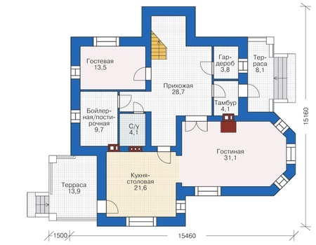 Планировка первого этажа :: Проект дома из кирпича 38-39
