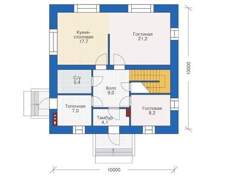 Планировка первого этажа :: Проект дома из кирпича 38-40