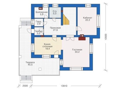 Планировка первого этажа :: Проект дома из кирпича 38-42