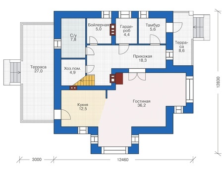 Планировка первого этажа :: Проект дома из кирпича 38-43