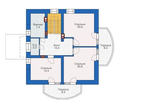 Планировка мансардного этажа :: Проект дома из кирпича 38-46