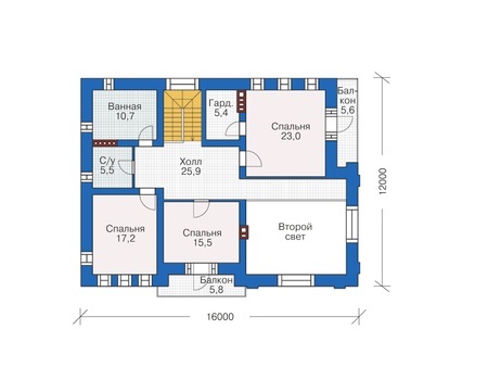Планировка второго этажа :: Проект дома из кирпича 38-48