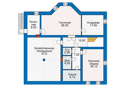 Планировка цокольного этажа :: Проект дома из кирпича 38-51