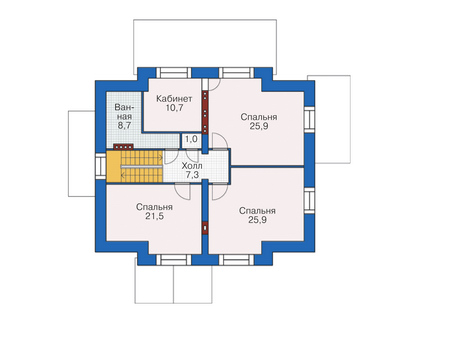 Планировка второго этажа :: Проект дома из кирпича 38-54