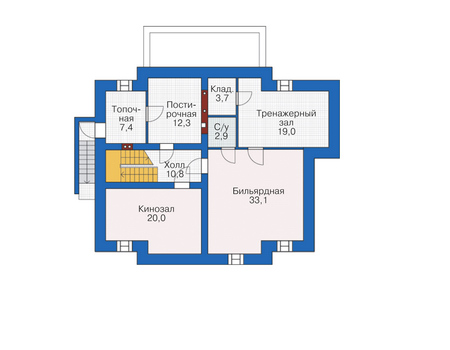 Планировка цокольного этажа :: Проект дома из кирпича 38-54