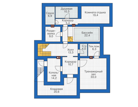 Планировка цокольного этажа :: Проект дома из кирпича 38-58