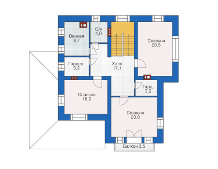 Планировка второго этажа :: Проект дома из кирпича 38-69