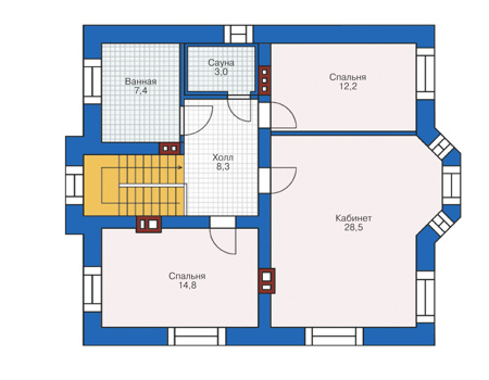 Планировка второго этажа :: Проект дома из кирпича 38-81