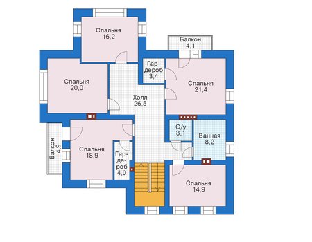 Планировка второго этажа :: Проект дома из кирпича 39-16