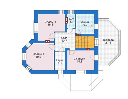Планировка мансардного этажа :: Проект дома из кирпича 39-19