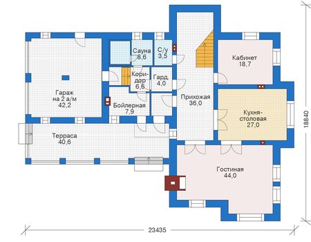 Планировка первого этажа :: Проект дома из кирпича 39-26