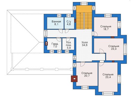 Планировка второго этажа :: Проект дома из кирпича 39-26