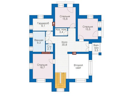 Планировка второго этажа :: Проект дома из кирпича 39-35