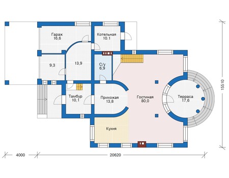 Планировка первого этажа :: Проект дома из кирпича 39-37