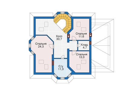 Планировка мансардного этажа :: Проект дома из кирпича 39-40