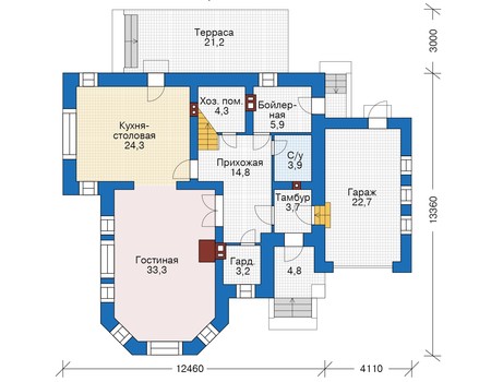 Планировка первого этажа :: Проект дома из кирпича 39-51