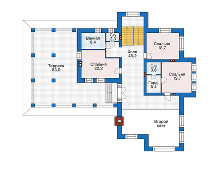 Планировка второго этажа :: Проект дома из кирпича 39-53