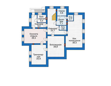 Планировка цокольного этажа :: Проект дома из кирпича 39-62