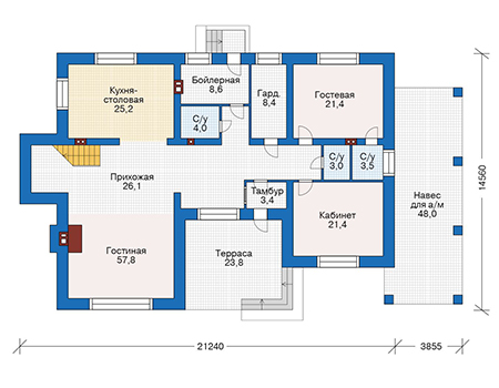 Планировка первого этажа :: Проект дома из кирпича 39-65