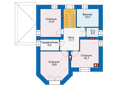 Планировка мансардного этажа :: Проект дома из кирпича 40-38