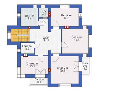 Планировка второго этажа :: Проект дома из кирпича 40-40
