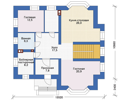 Планировка первого этажа :: Проект дома из кирпича 40-41