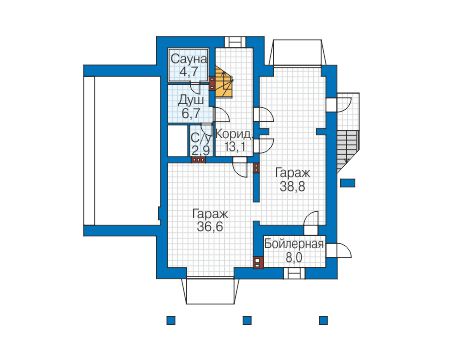 Планировка цокольного этажа :: Проект дома из кирпича 40-43