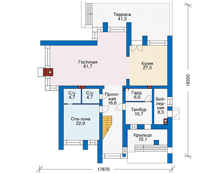 Планировка первого этажа :: Проект дома из кирпича 40-57