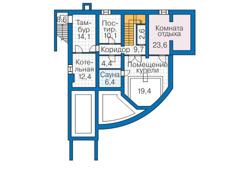 Планировка цокольного этажа :: Проект дома из кирпича 40-61