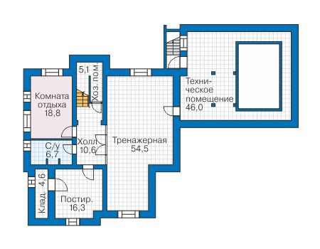 Планировка цокольного этажа :: Проект дома из кирпича 40-62