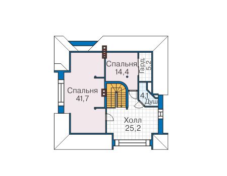 Планировка мансардного этажа :: Проект дома из кирпича 40-63