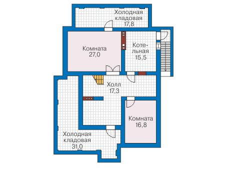Планировка цокольного этажа :: Проект дома из кирпича 40-65
