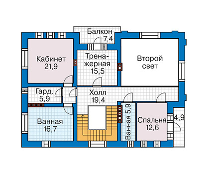 Планировка второго этажа :: Проект дома из кирпича 40-71