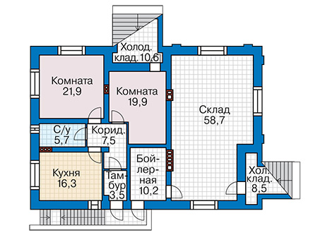 Планировка цокольного этажа :: Проект дома из кирпича 40-71