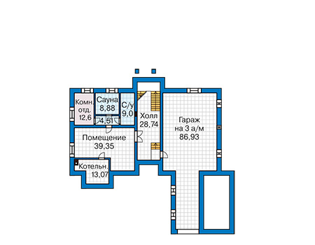 Планировка цокольного этажа :: Проект дома из кирпича 41-02