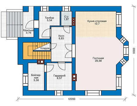 Планировка первого этажа :: Проект дома из кирпича 41-10