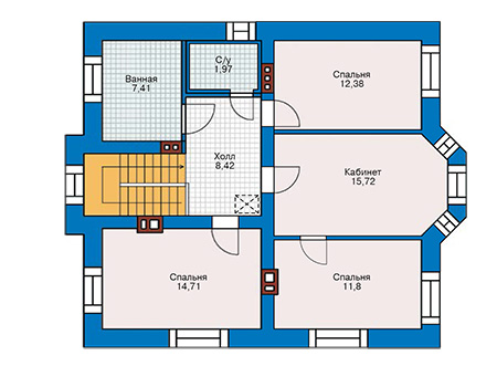 Планировка второго этажа :: Проект дома из кирпича 41-10